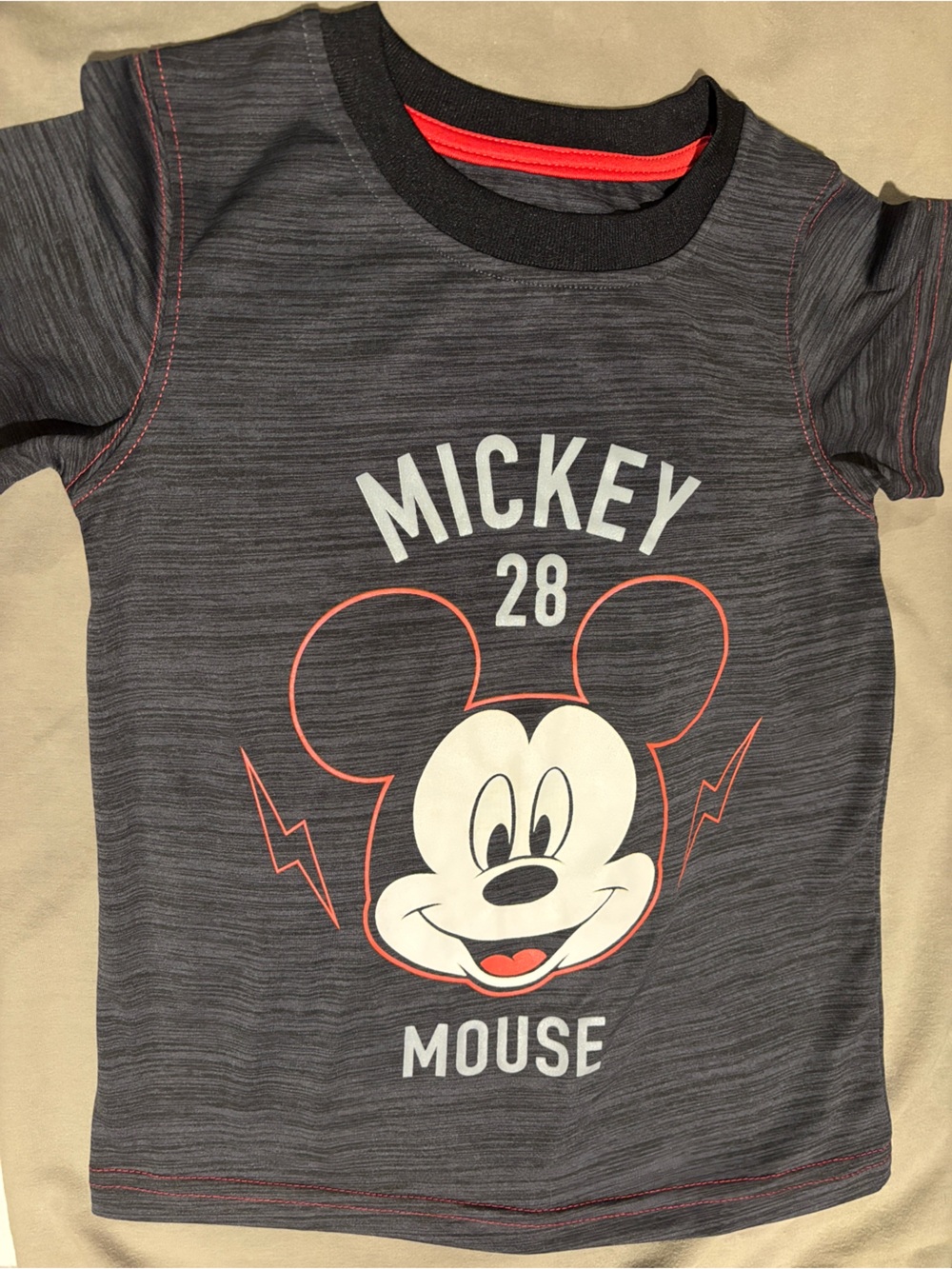 Mickey Graphic Tee - Gray with Red Accents